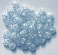 50 8mm Light Blue Crackle Glass Heart Beads